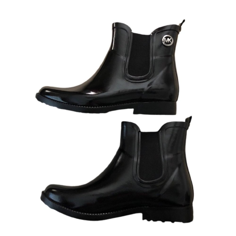 Michael Kors Women's Black Rain Booties Flat Rubber Ankle Boots US Size 8 - Picture 3 of 8